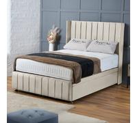 BSSPOKE Zoe Ottoman Divan Bed Plush Velvet 54"Headboard &Footboard Mattress in Cream | Size: Super King BSSPOKE Cream Super King