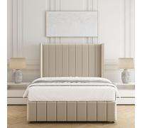 BSSPOKE Zoe Plush Velvet Divan Bed Set 54" Headboard & Mattress No Drawers in Cream | Size: Super King BSSPOKE Cream Super King