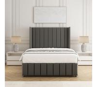 BSSPOKE Zoe Plush Velvet Divan Bed Set 54" Headboard & Mattress No Drawers in Grey | Size: King BSSPOKE Grey King