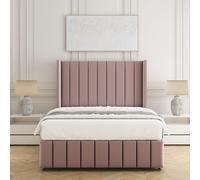 BSSPOKE Zoe Plush Velvet Divan Bed Set 54" Headboard & Mattress No Drawers in Pink | Size: Super King BSSPOKE Pink Super King