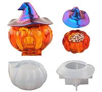 BSTCAR 2Pcs Pumpkin Elf Resin Moulds Silicone, Pumpkin Resin Moulds with Witch Hat for Making Resin Casting Crafts Decoration