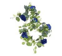 BSTCAR Artificial Flower Garland, 180cm 3 Pack | Light Blue Rose Vine Artificial Rose Vine Eucalyptus Greenery for Outdoor Indoor Wedding Wall Badroom Decoration