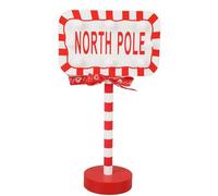 BSTCAR Christmas Lighted North Pole, Warm White Lights Battery Operated Night Light Wooden Xmas Desktop Decoration