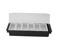 BSTCAR Detachable Topping Station Plastic Multifunction Seasoning Container Compartment Trays Pizza Ingredients Condiment Dispenser with Lid for Kitchen (6 Compartments)