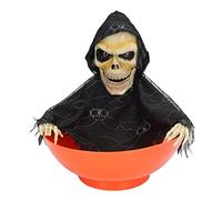 BSTCAR Electric Plate Halloween Candy Bowl Animated Skull Candy Holder Halloween Decor with Lighted Eyes and Creepy Sound for Trick or Treat