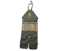 BSTCAR Gardening Apron 600D Oxford Cloth Adjustable Long Garden Apron Leg Protector with Multiple Pockets for Picking Trimming Outdoor Work (Green with Khaki Pockets)