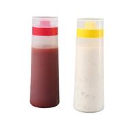 BSTCAR Pack of 2 Squeeze Bottles, 300 ml, BPA-Free with 4 Hole for Thick Sauce Sauce Head Bottle Ketchup Dispenser Sauce Bottles Pancake Bottle Mayo Mustard,Red and Yellow