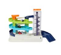 BSTCAR Parking Garage Toy Playset, 1 Track 4 Cars 10 Accessories, Multiple Game Modes Fun Interactive Car Ramp Track Toy Set for Kids