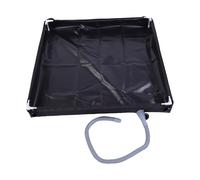 BSTCAR Portable Shower Tray 80x80x10cm Foldable Shower Base with Bottom Drain Detachable Drain Pipe for Tent Camping RV Beach (Black)