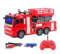 BSTCAR Remote Control Fire Truck Toy with LED Lights,RC Fire Truck Car Toy Spraying Water Car Trucks Toys for Kids Boys Girls (A)