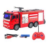 BSTCAR Remote Control Fire Truck Toy with LED Lights,RC Fire Truck Car Toy Spraying Water Car Trucks Toys for Kids Boys Girls (B)