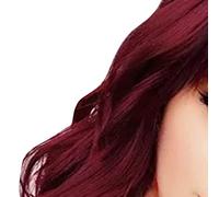 BSTCAR Short Wavy Wine Red Wigs with Bang, Heat Resistant Synthetic Soft Realistic Curly Bob Wig for Daily Party Halloween