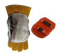 BSTCAR Welding Hand Pad, Guard Gloves, Leather Aluminized Back Welding Hand Guard Shield for Industrial Boiler Metal Smelting