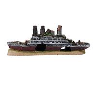 BSTCAR Wrecked Boat Ship Ornament Aquarium Decoration Simulation Lost Wrecked Boat Ship Resin Model Fish Tank Landscape Decoration