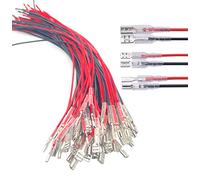 Bstenky 60Pcs 2.8mm 4.8mm and 6.3mm Female Spade Crimp Terminal with Insulating Sleeve and Wire,Female Spade Quick Splice Connector Assortment Kit with 25cm red Black Wires