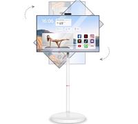 BSTGEKELY 32 Inch Portable Smart TV with 2nd Gen 4K UHD Touchscreen & Wheels, Android OS, 8G RAM+128G Storage, 4K Webcam, Remote, Full Swivel Stand Mobile Display