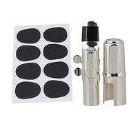 Bstinay Soprano Saxophone Mouthpiece 7# Nickel-Plated Silver 8pcs Black Dental Pads 0.5mm Oval