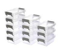 BSTKEY 12 Pcs Plastic Small Storage Containers with Lids, Clear Mini Storage Box Stackable Organizer Box Household Utility Box Case for Jewelry Beads Crafts