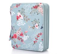 BSTKEY 120 Slots Pencil Wrap Case Colored Pencil Holder, Pencil Pouch Bag Pen Storage Organizer with Zipper for Colored Pencils Stationery (Hummingbird Flower)