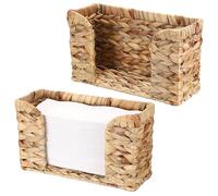 BSTKEY 2 Pack Natural Water Hyacinth Paper Towel Holders, Handwoven Folded Tissue Paper Dispenser Guest Towel Dispenser Household Countertop Napkin Holder Paper Holder