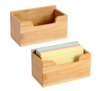 BSTKEY 2 Pcs 3x5 Inch Bamboo Index Card Display Stand, Decorative Index Card Storage Rack Note Card Storage Tabletop Business Name Card Holder for Home Office