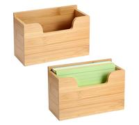 BSTKEY 2 Pcs 4x6 Inch Bamboo Index Card Display Stand, Decorative Index Card Storage Rack Note Card Storage Tabletop Business Name Card Holder for Home Office