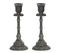 BSTKEY 2pcs Metal Bronze Taper Candlestick Holder Stand, 19cm Height | Table Centerpiece Romantic Candlelight Stand Decorative Candle Holder for Dining, Party, Christmas Decoration