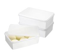 BSTKEY 3 Pack Plastic Pizza Dough Proofing Box with Lid, White Bread Dough Proofing Storage Container Rectangle Food Storage Box Cake Dessert Carrier Organizer (Size S)
