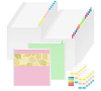 BSTKEY 30 Pcs Clear Scrapbook Paper Storage Organizer Photo Storage, Coverless File Paper Bag Cardstock Organizer Vinyl Paper Holder with 160 Sticky Index Tabs