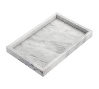 BSTKEY 30x20cm Natural Marble Stone Storage Tray, Decorative Rectangular Plate Tray Organizer for Kitchen Bathroom Dresser Decor Vanity Counter Coffee Table, Grey
