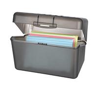 BSTKEY 4 x 6 inch Plastic Index Card Holder Recipe Card Box, 1 Grey Flash Card Case Note Card Box Storage Organizer for 10 x 15cm Index Card Flashcard Recipe (No Cards)