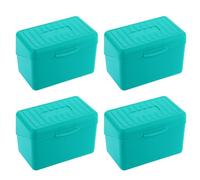 BSTKEY 4 x 6 inch Plastic Index Card Holder Recipe Card Box, Set of 4 Flash Card Case Note Card Box Storage Organizer for 10 x 15cm Index Card Flashcard Recipe, Green (No Cards)