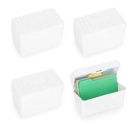 BSTKEY 4 x 6 inch Plastic Index Card Holder Recipe Card Box, Set of 4 White Flash Card Case Note Card Box Storage Organizer for 10 x 15cm Index Card Flashcard Recipe (No Cards)