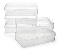 BSTKEY 5 Pack Plastic Pencil Box Holder Pencil Case, Home Office Utility Storage Box Cubby Bin Organizer Case for Stationery, Clear