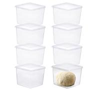 BSTKEY 8 Packs Clear Small Pizza Dough Proofing Box, Stackable Square Dough Proofing Container Reusable Bread Dough Proofing Storage Organizer with Lid Candy Cookie Storage Box