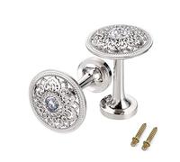 BSTKEY A Pair of Decorative Curtain Holder with Hollow Pattern - Metal Hollow-Carved Design Curtain Drapery Hook Tieback Holdback, Home House Decoration (Silver)
