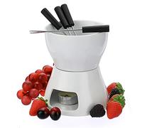 BSTKEY Ceramic Butter Chocolate Fondue Pot, Home Tea Light Candle Fondue Set 400ml with 4 Forks for Chocolate or Cheese, White