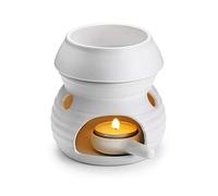 BSTKEY Ceramic Essential Oil Burner Wax Melt Burner with Candle Spoon, Decorative Home Aroma Oil Burner Candle Holder, Gourd Model (White)