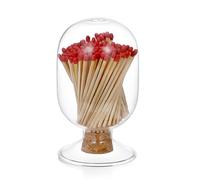 BSTKEY Glass Match Holder Jar for 3 inch Candle Match (No Matches) | Decorative Clear Matchstick Glass Jar Cloche Fireplace Match Storage Organizer with Cork Stopper for Home Kitchen