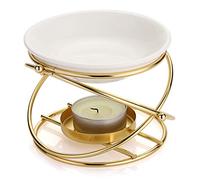 BSTKEY Metal Wax Melt Burner with Removable Ceramic Bowl, Gold X Shape