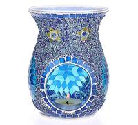 BSTKEY Mosaic Glass Essential Oil Burner Wax Melt Burner, Blue Fragrance Oil Warmer Tealight Candle Holder Burner, Home Decor Incense Aroma Diffuser Wax Burner