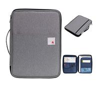 BSTKEY Multi-Functional A4 Document Bags Portfolio Organizer-Waterproof Travel Pouch Zippered Case for Ipads, Notebooks, Pens, Documents (Grey)