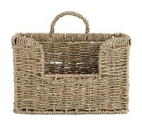 BSTKEY Natural Seagrass Wall Mounted Mail Organizer, Hand-woven Magazine Storage Organizer Wall Hanging File Document Holder Mail Storage Basket for Home Office