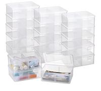 BSTKEY Pack of 18 Plastic Photo Storage Boxes Index Card Holder, Clear 4 x 6 Inch Photo Case Card Organizer Holder with Lattice Insert for Photos, Craft Keepers, Index Cards (Card Not Included)