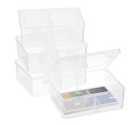 BSTKEY Pack of 4 Plastic Photo Storage Boxes Index Card Holder, Clear 4 x 6 Inch Photo Case Card Organizer Holder with Lattice Insert for Photos, Craft Keepers, Index Cards