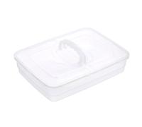 BSTKEY Plastic Clear Cake Pizza Storage Box, Rectangle Dough Proofing Box Pizza Storage Container with Lid and Handle, Portable Cupcake Carrier Cookies Storage Case Box Organizer