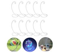 BSTKEY Set of 10 Ornament Display Stand Holder - Iron Hanging Hook Holder Rack for Hanging Glass Globe Air Plant Terrarium Witch Ball Bauble, Home Garden Office Party Craft (White)