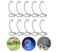 BSTKEY Set of 10 Ornament Display Stand Holder - Iron Hanging Hook Holder Rack for Hanging Glass Globe Air Plant Terrarium Witch Ball Bauble, Home Garden Office Party Craft (Black)
