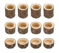 BSTKEY Set of 12 Wooden Tea Light Candle Holders, Decorative Votive Candle Holder Tealight Candle Stand, Wood Centerpieces for Table Wedding Party Home Decor, Height 2.5CM+4CM+7CM