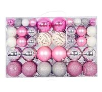 BSTMOME 2025 New 100 PCS Christmas Balls Ornaments, 3 Colors Shatterproof Christmas Tree Baubles Combination for Festival Celebration Xmas Tree Wedding Party Decor 3 Sizes (Pink+White+Silver)